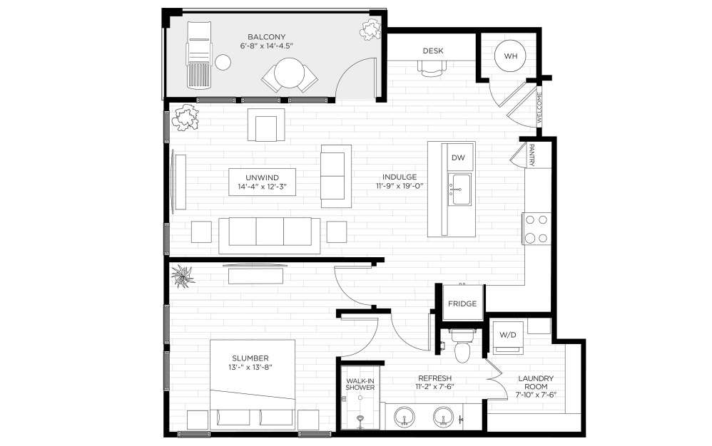 Unit floor plan at The Rowan Oviedo, apartments in Oviedo, FL