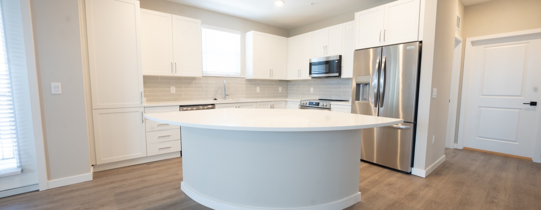 spacious kitchen with ample lighting